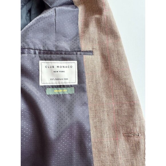 Men's CLUB MONACO Grant Fit Brown Wool Linen Blend Sport Coat Blazer, Size 42L - Picture 13 of 16